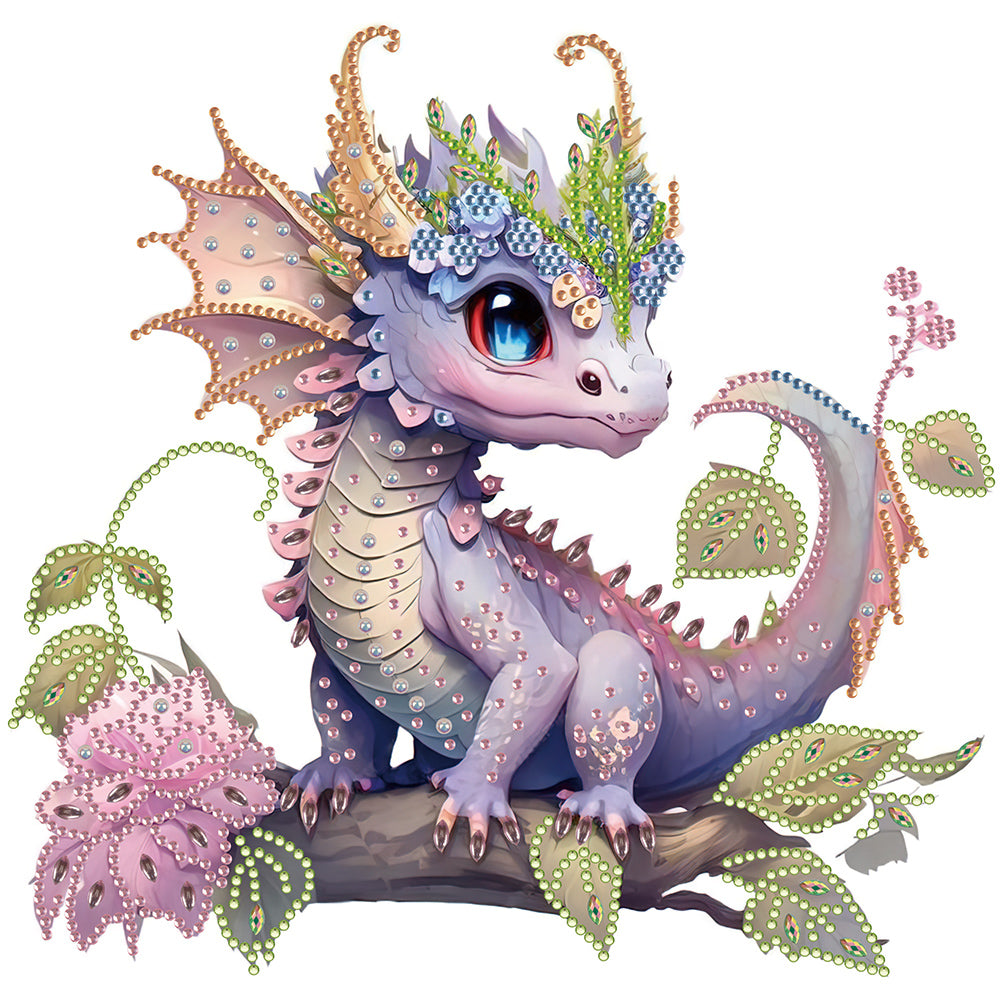 Diamond Painting - Partial Special Shaped - purple dragon (30*30CM)
