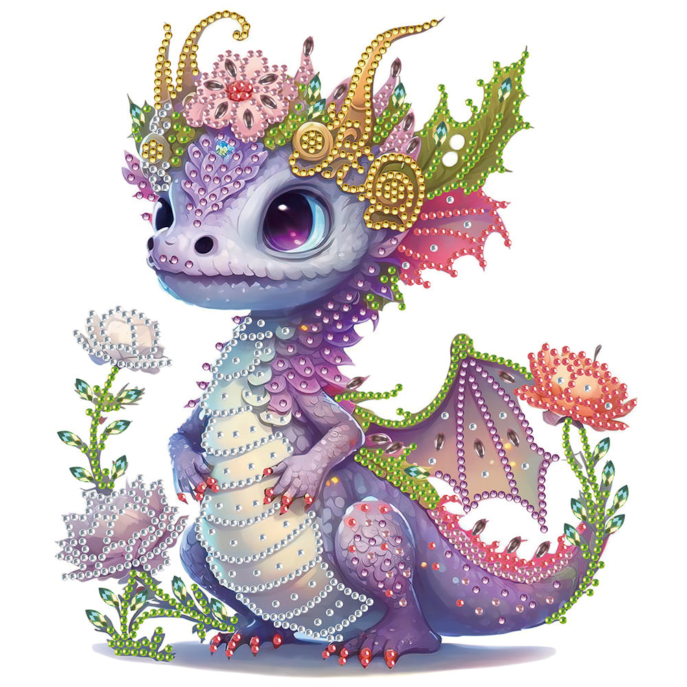 Diamond Painting - Partial Special Shaped - dazzling purple dragon (30*30CM)