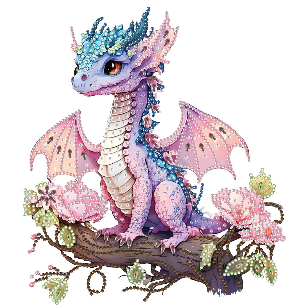Diamond Painting - Partial Special Shaped - pink dragon (30*30CM)