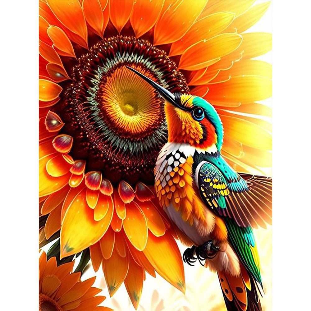 Diamond Painting - Full Round - Sunflowers and hummingbirds (30*40CM)