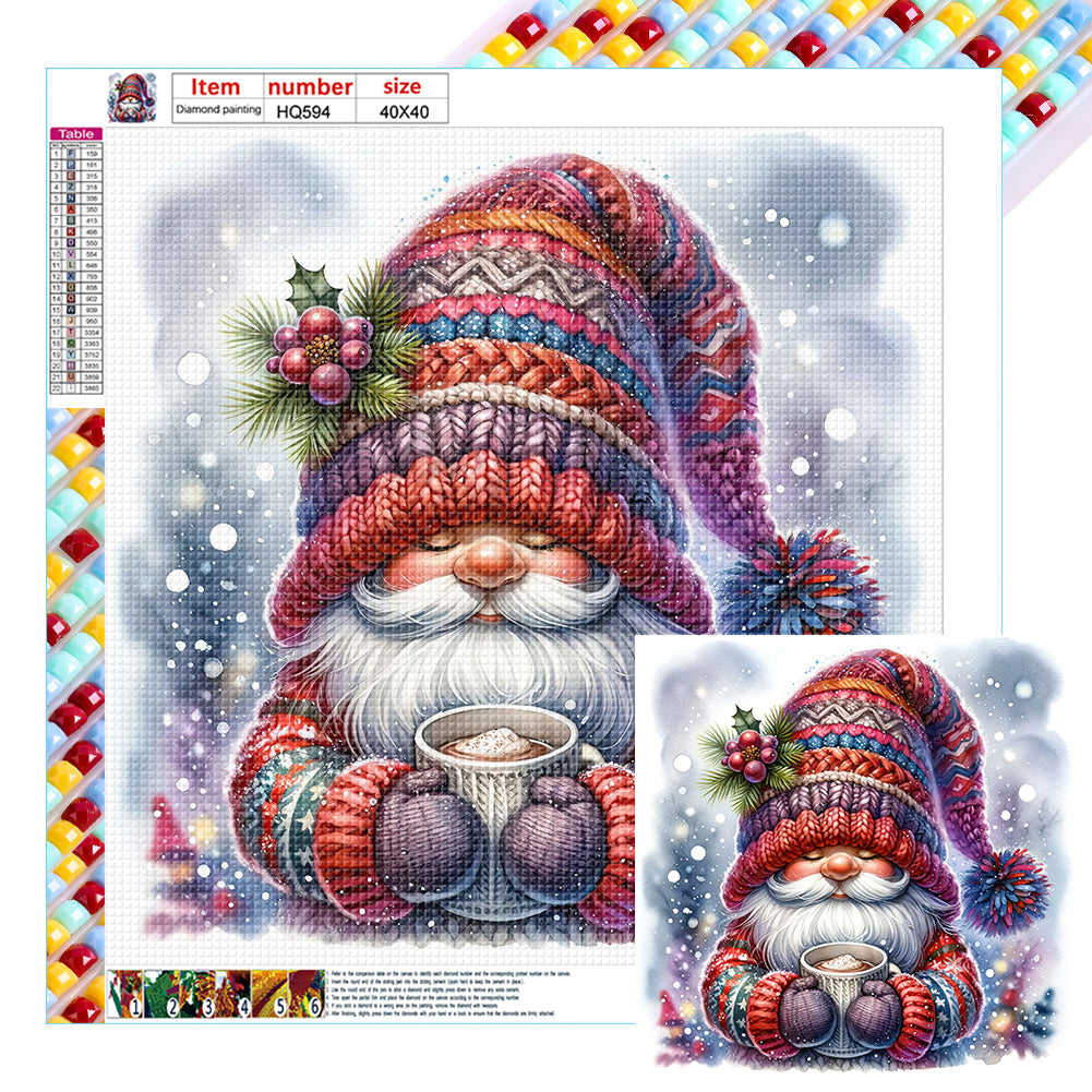 Diamond Painting - Full Round - dwarf drinking coffee (40*40CM)