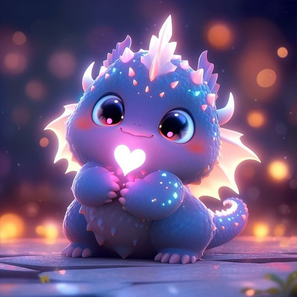 Diamond Painting - Full Round - Glowing little dinosaur (30*30CM)