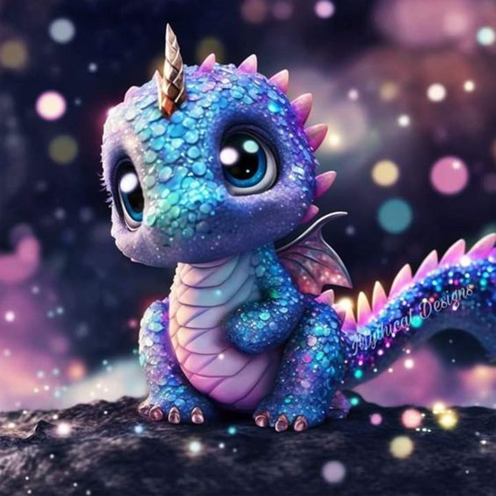 Diamond Painting - Full Round - Glowing little dinosaur (30*30CM)