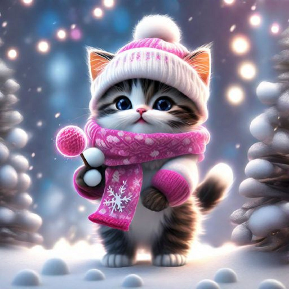 Diamond Painting - Full Round - snow kitten (30*30CM)