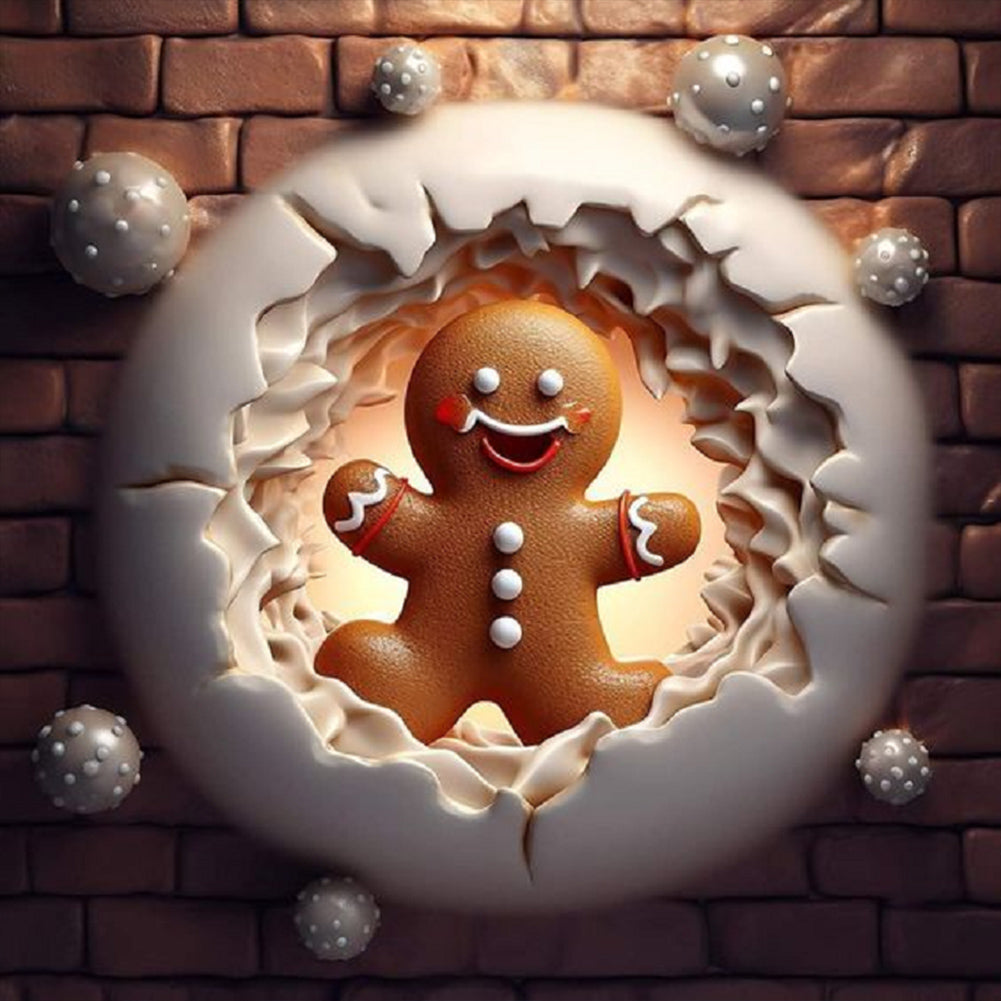Diamond Painting - Full Round - gingerbread Man (40*40CM)