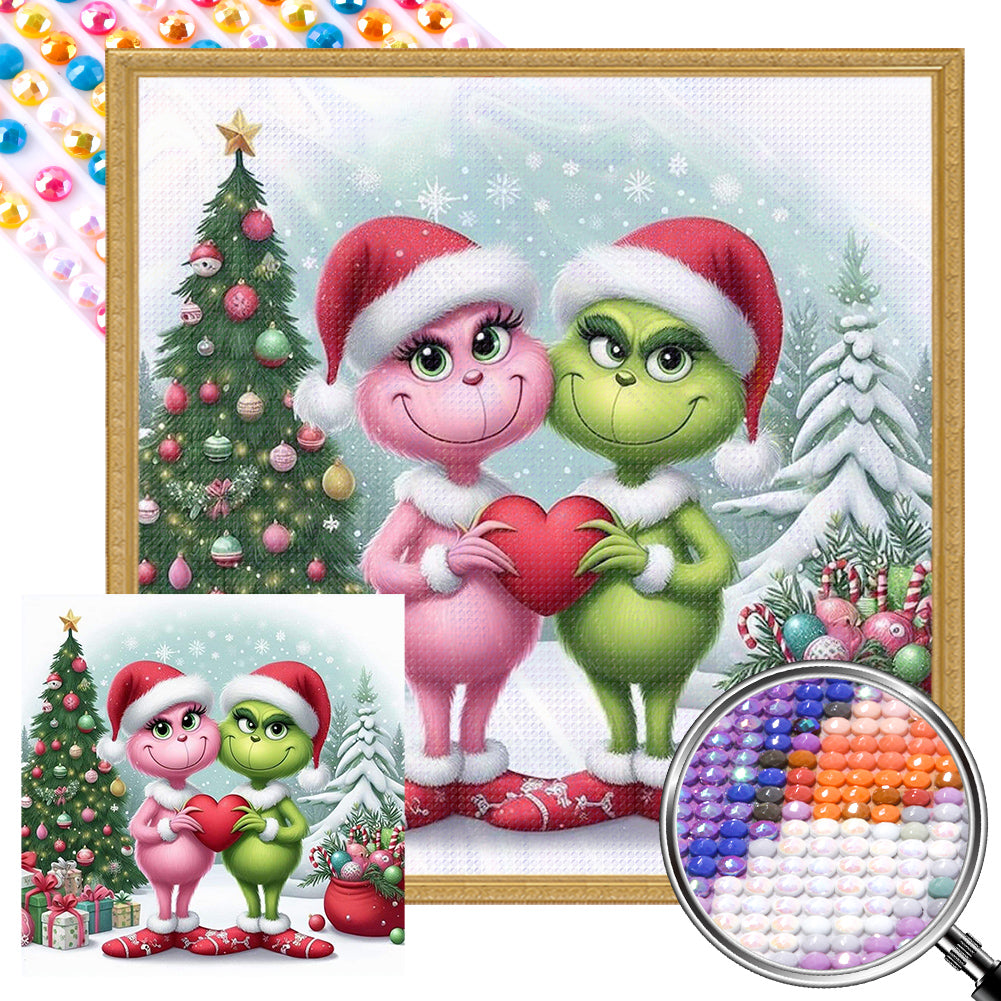 AB Diamond Painting - Full Round - Red-haired monster and green-haired monster (30*30CM)
