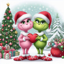 Load image into Gallery viewer, AB Diamond Painting - Full Round - Red-haired monster and green-haired monster (30*30CM)
