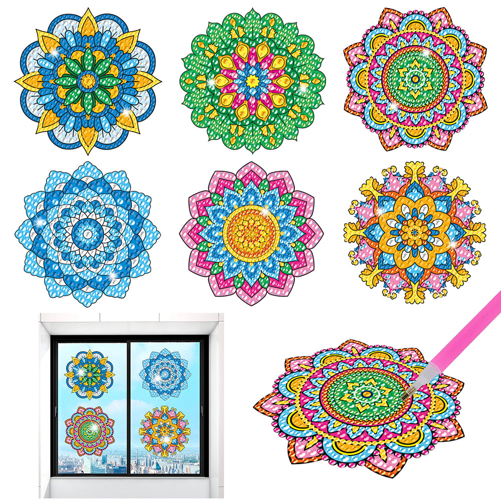 6 PCS Mosaic Diamond Art Stickers Mandala Diamond Painting Stickers for Kid Gift