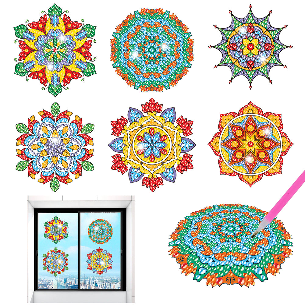 6 PCS Mosaic Diamond Art Stickers Mandala Diamond Painting Stickers for Kid Gift