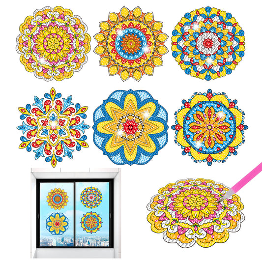 6 PCS Mosaic Diamond Art Stickers Mandala Diamond Painting Stickers for Kid Gift