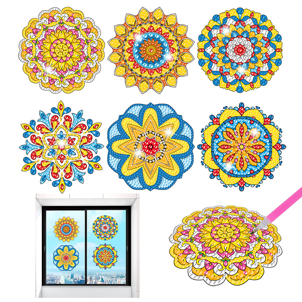 6 PCS Mosaic Diamond Art Stickers Mandala Diamond Painting Stickers for Kid Gift
