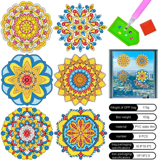 6 PCS Mosaic Diamond Art Stickers Mandala Diamond Painting Stickers for Kid Gift