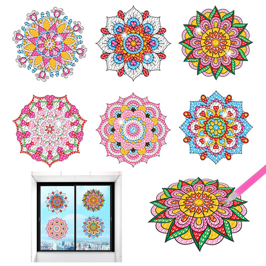 6 PCS Mosaic Diamond Art Stickers Mandala Diamond Painting Stickers for Kid Gift