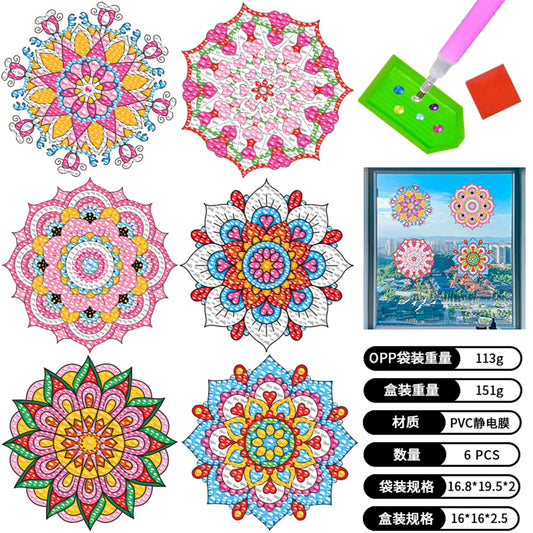 6 PCS Mosaic Diamond Art Stickers Mandala Diamond Painting Stickers for Kid Gift