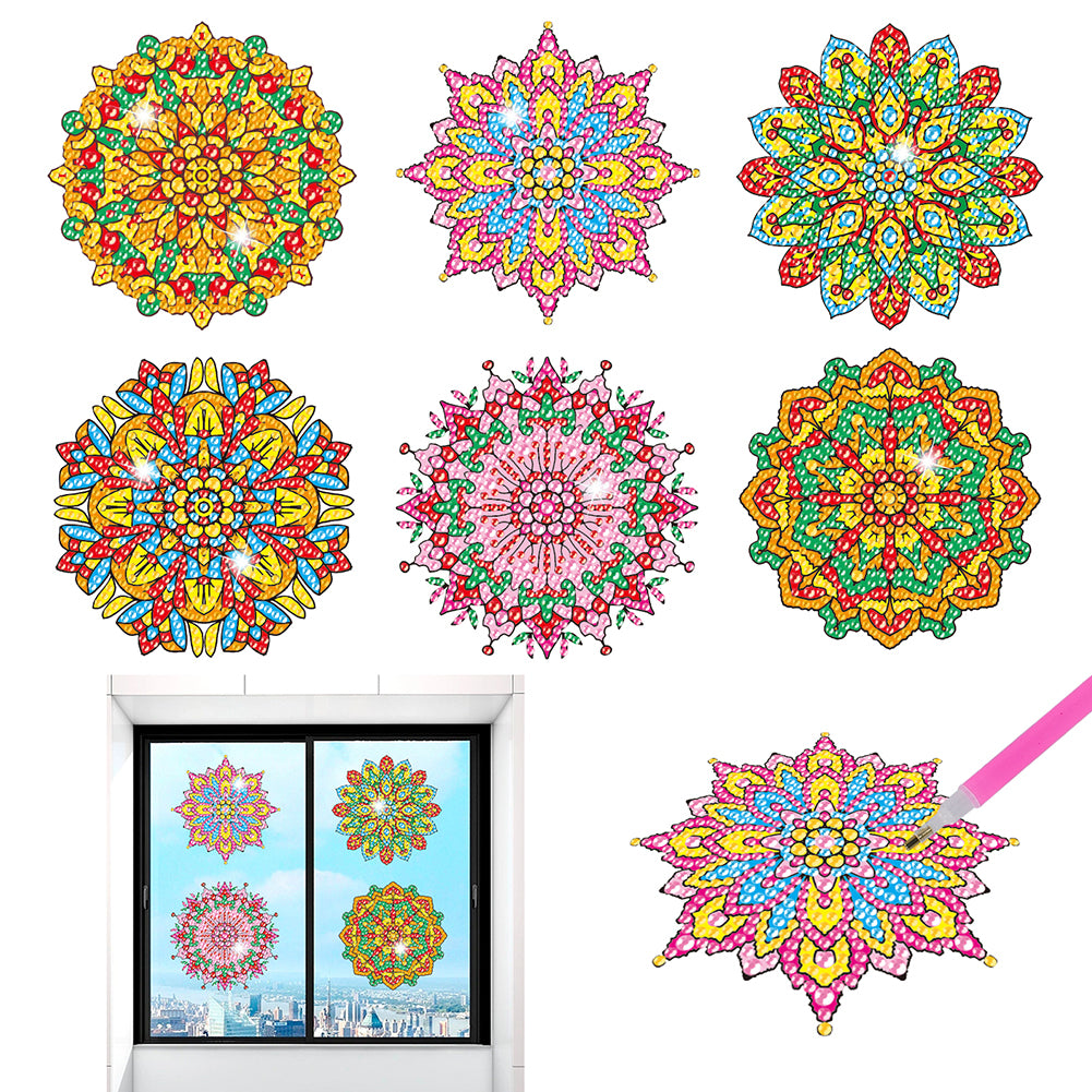 6 PCS Mosaic Diamond Art Stickers Mandala Diamond Painting Stickers for Kid Gift