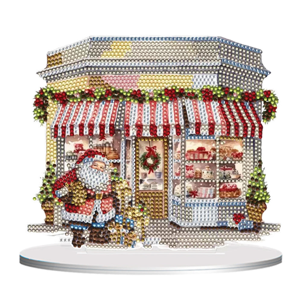 Christmas Snow Room Round Desktop Diamond Art Kits for Home Office Desktop Decor