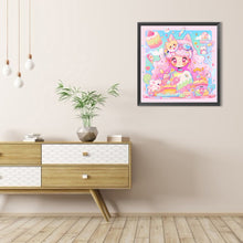 Load image into Gallery viewer, AB Diamond Painting - Full Round - Pink-haired girl with cat ears and dessert (40*40CM)
