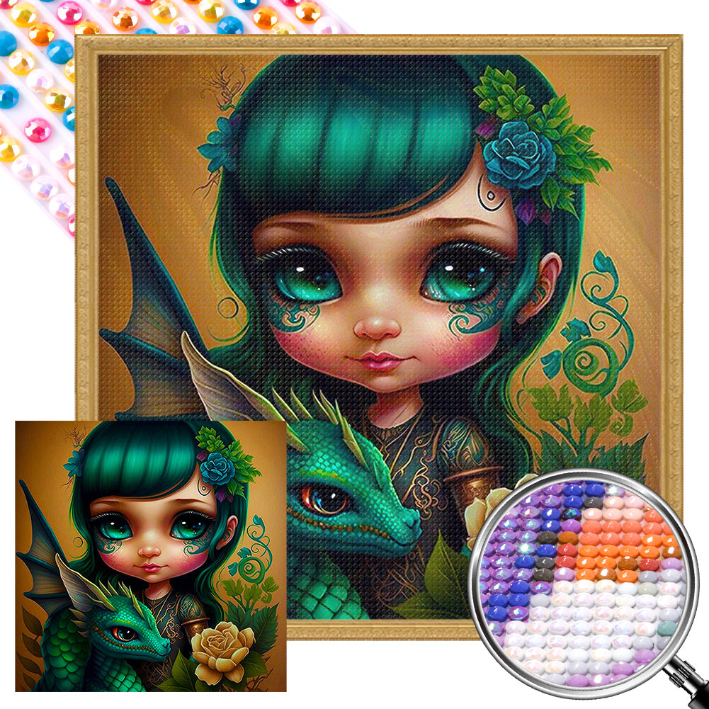 AB Diamond Painting - Full Round - dragon and maiden (40*40CM)