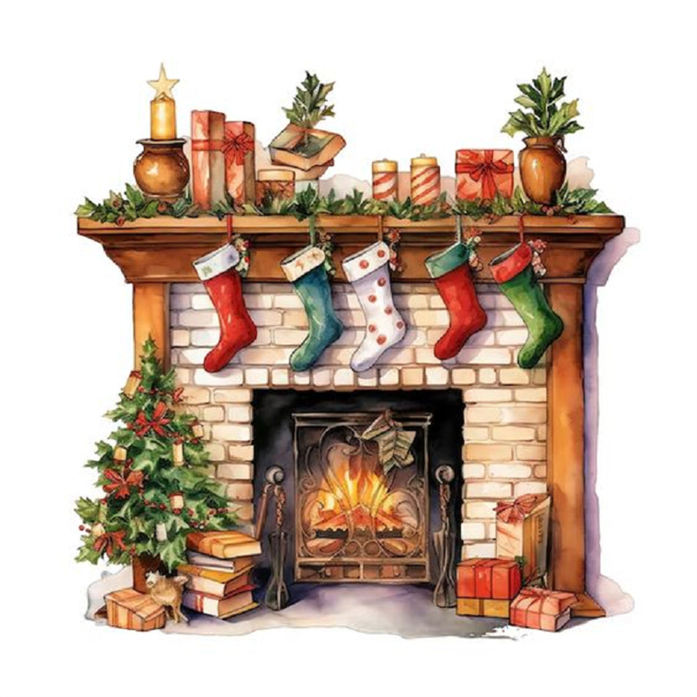 Diamond Painting - Full Round - Christmas fireplace (30*30CM)