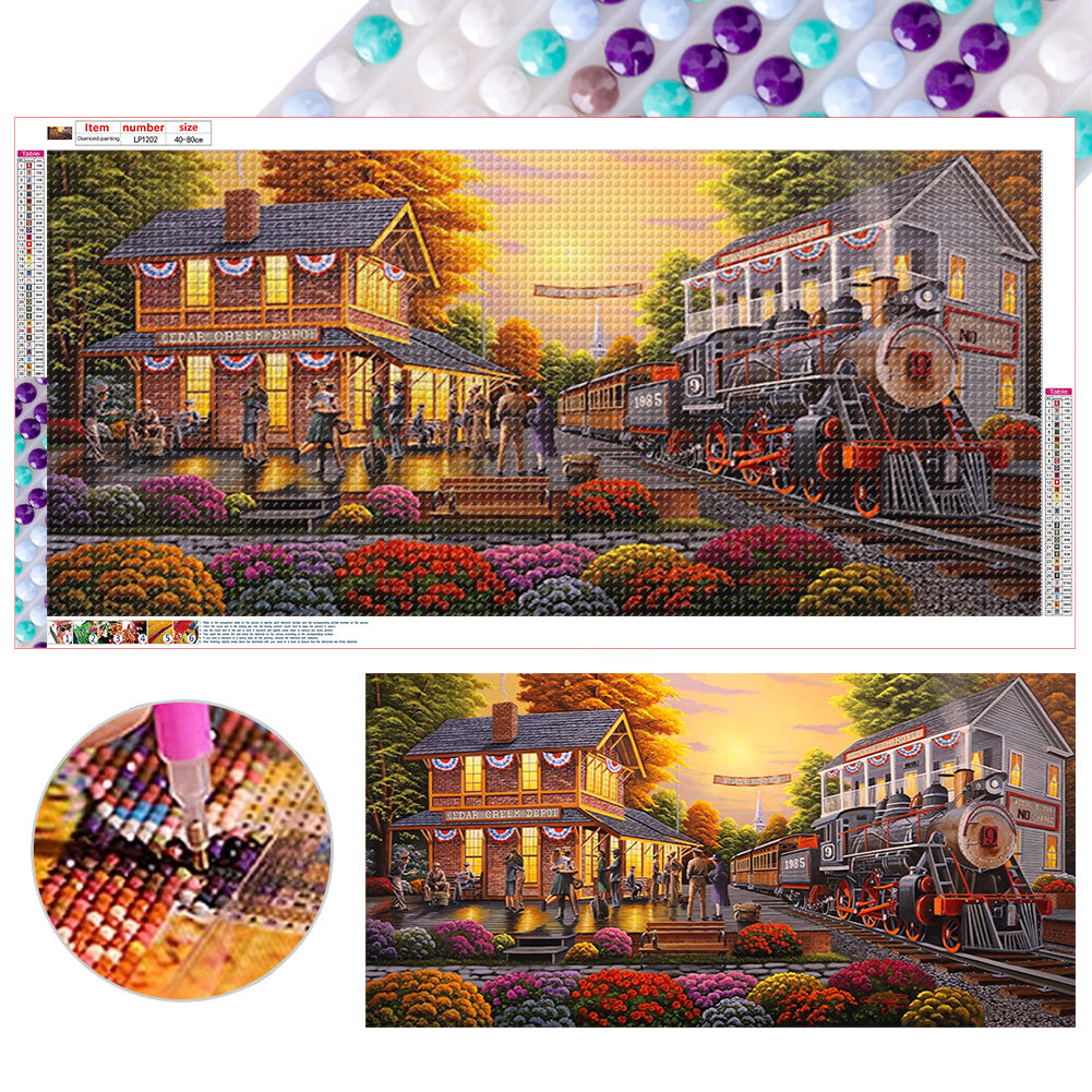 Diamond Painting - Full Round - train street (80*40CM)