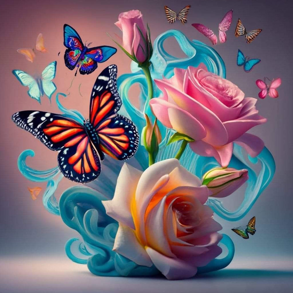 Diamond Painting - Full Round - Colorful butterfly (30*30CM)