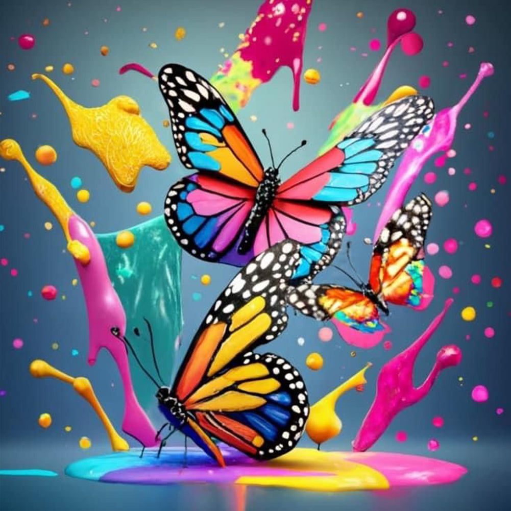 Diamond Painting - Full Round - Colorful butterfly (30*30CM)
