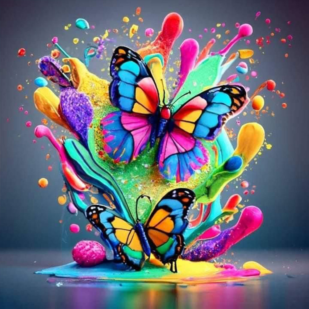Diamond Painting - Full Round - Colorful butterfly (30*30CM)