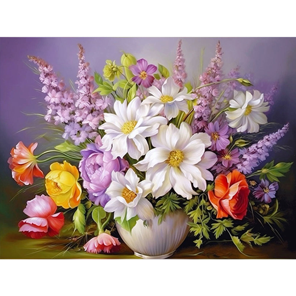 Diamond Painting - Full Round - Bouquet of flowers blooming on the table (40*30CM)