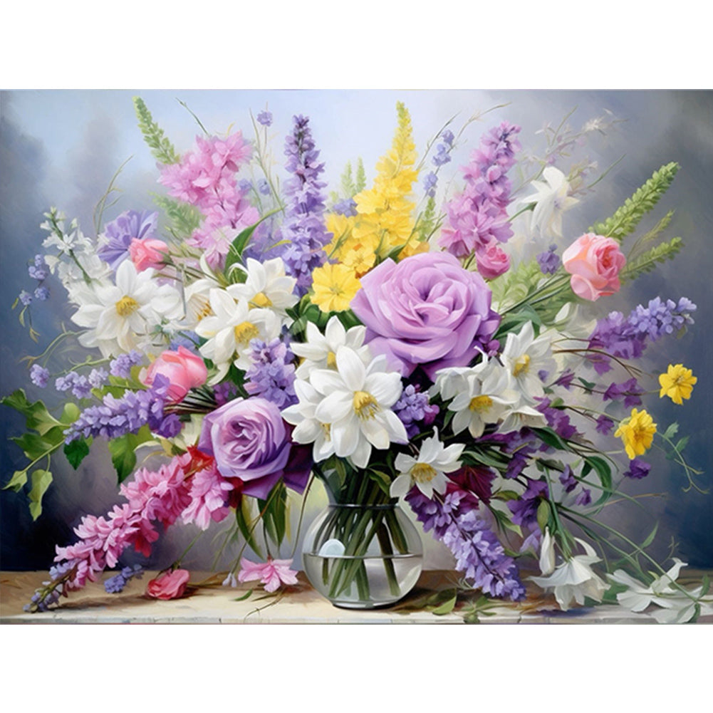Diamond Painting - Full Round - Bouquet of flowers blooming on the table (40*30CM)