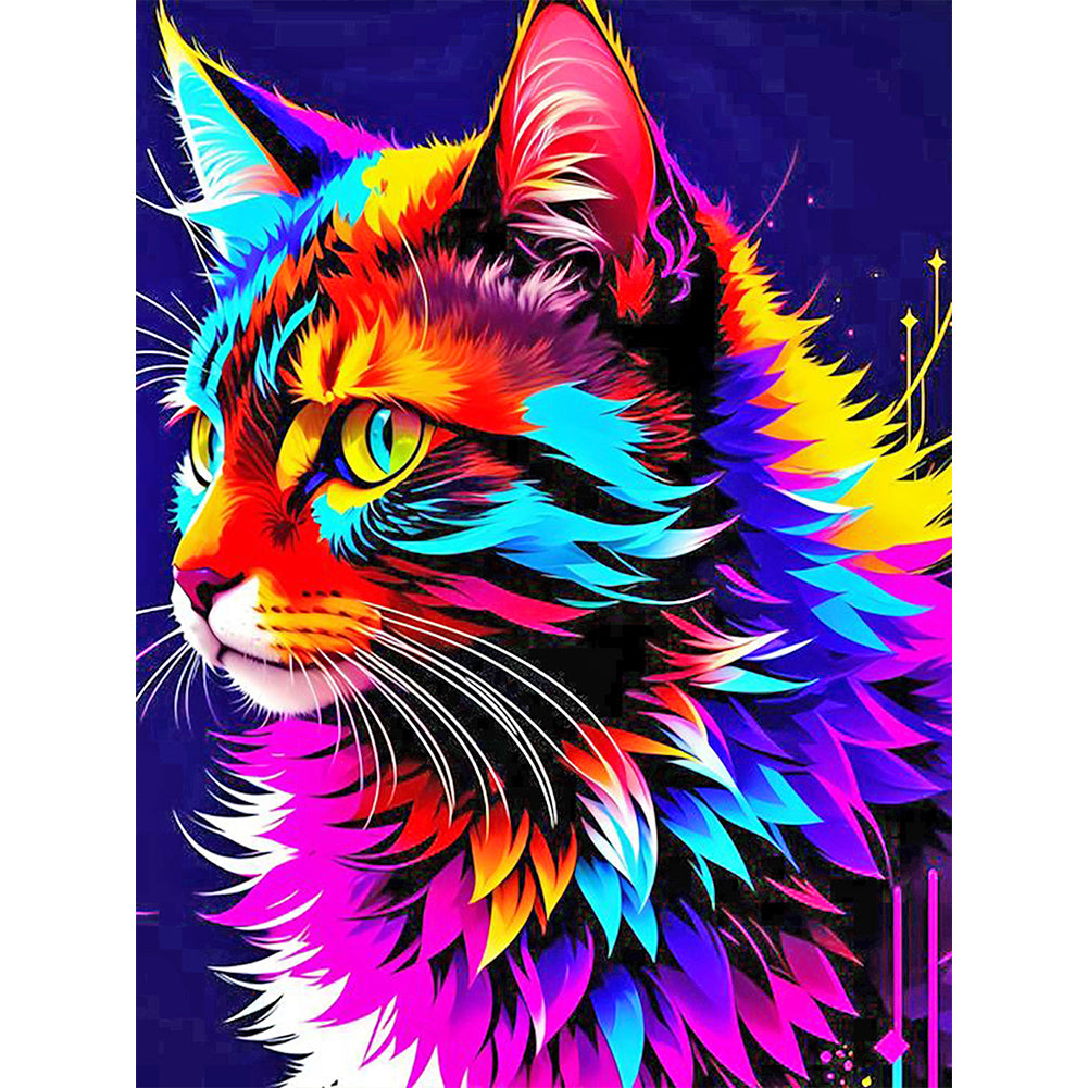 Diamond Painting - Full Round - Color cat portrait (30*40CM)
