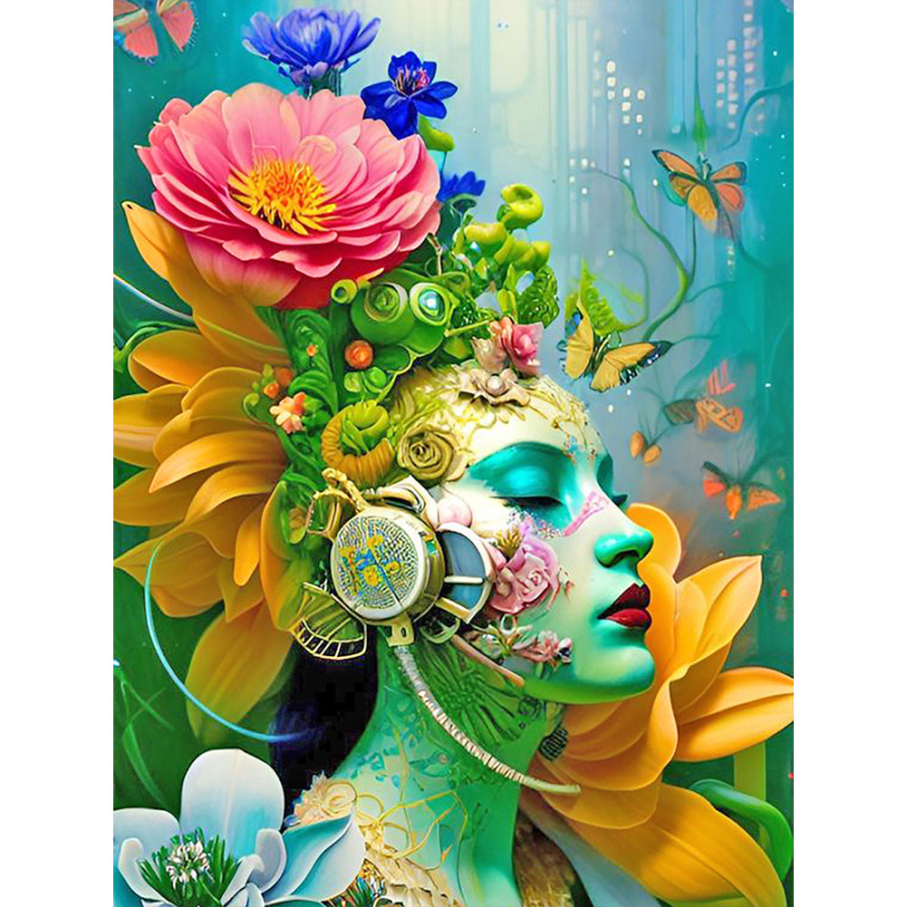 Diamond Painting - Full Round - Flowers, butterflies and beauties (30*40CM)