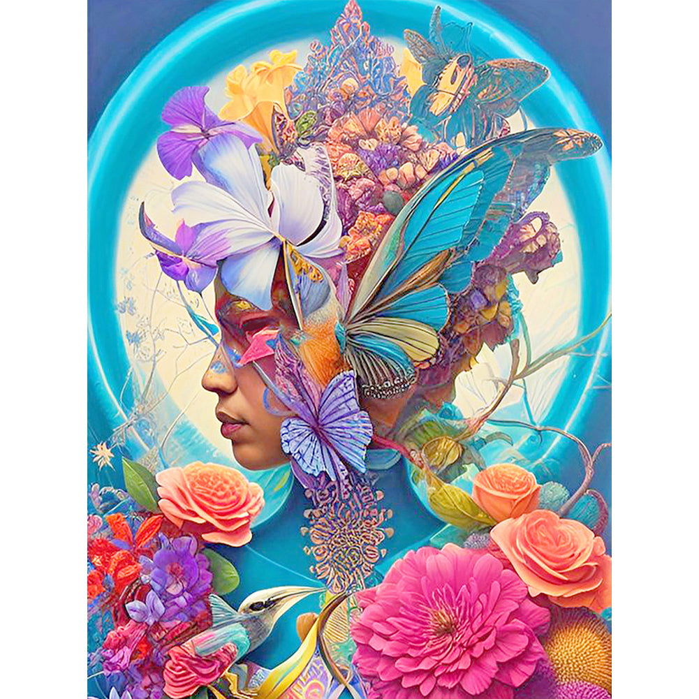 Diamond Painting - Full Round - Flowers, butterflies and beauties (30*40CM)