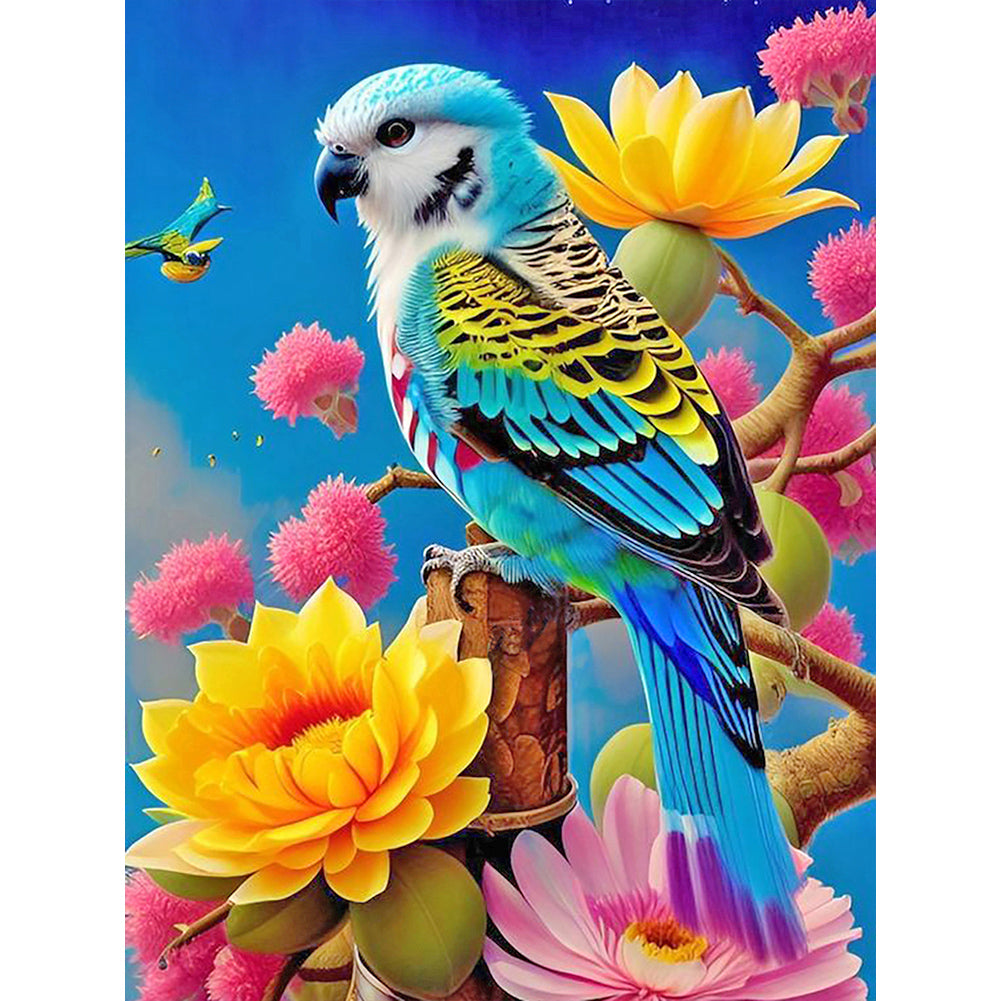 Diamond Painting - Full Round - parrot on flower branch (30*40CM)