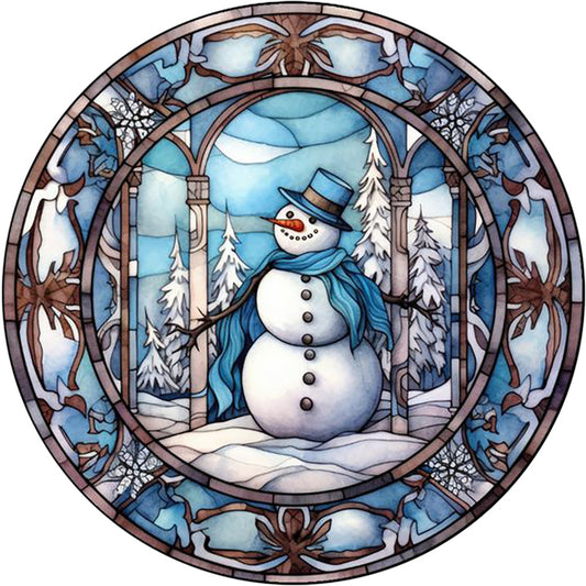 Diamond Painting - Full Round - Snowman glass painting (30*30CM)