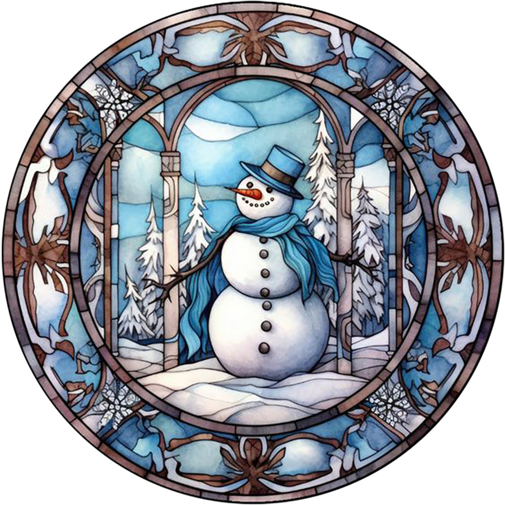 Diamond Painting - Full Round - Snowman glass painting (30*30CM)