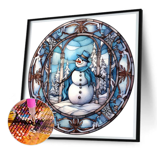 Diamond Painting - Full Round - Snowman glass painting (30*30CM)