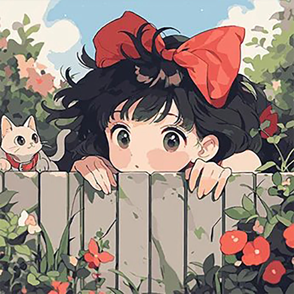 Diamond Painting - Full Round - The little witch outside the fence (30*30CM)