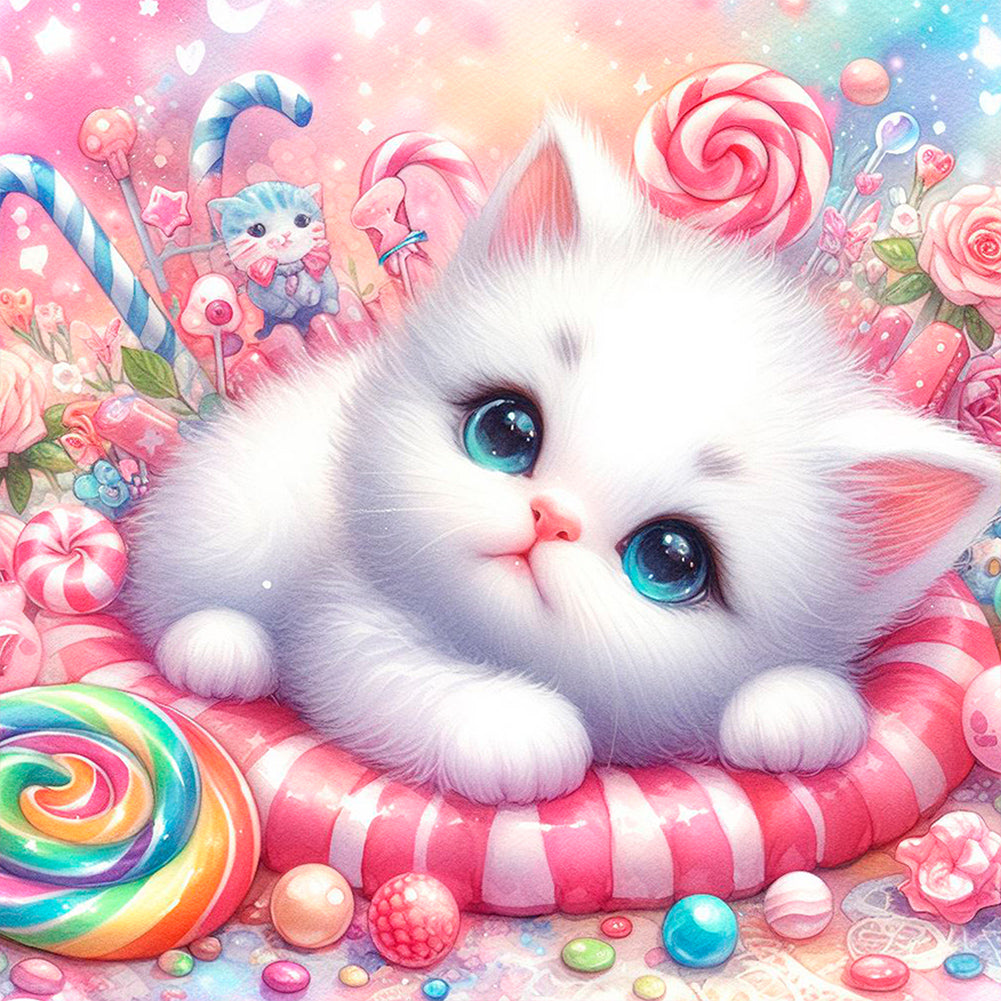 Diamond Painting - Full Round - candy kitten (30*30CM)