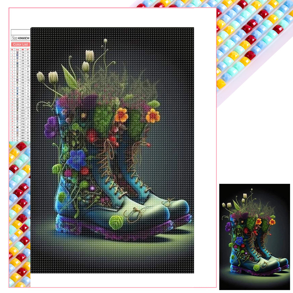 Diamond Painting - Full Square - flowers and boots (40*60CM)