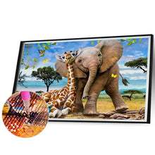 Load image into Gallery viewer, AB Diamond Painting - Full Round - giraffe and elephant (70*50CM)
