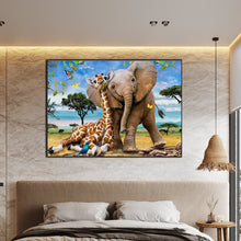 Load image into Gallery viewer, AB Diamond Painting - Full Round - giraffe and elephant (70*50CM)
