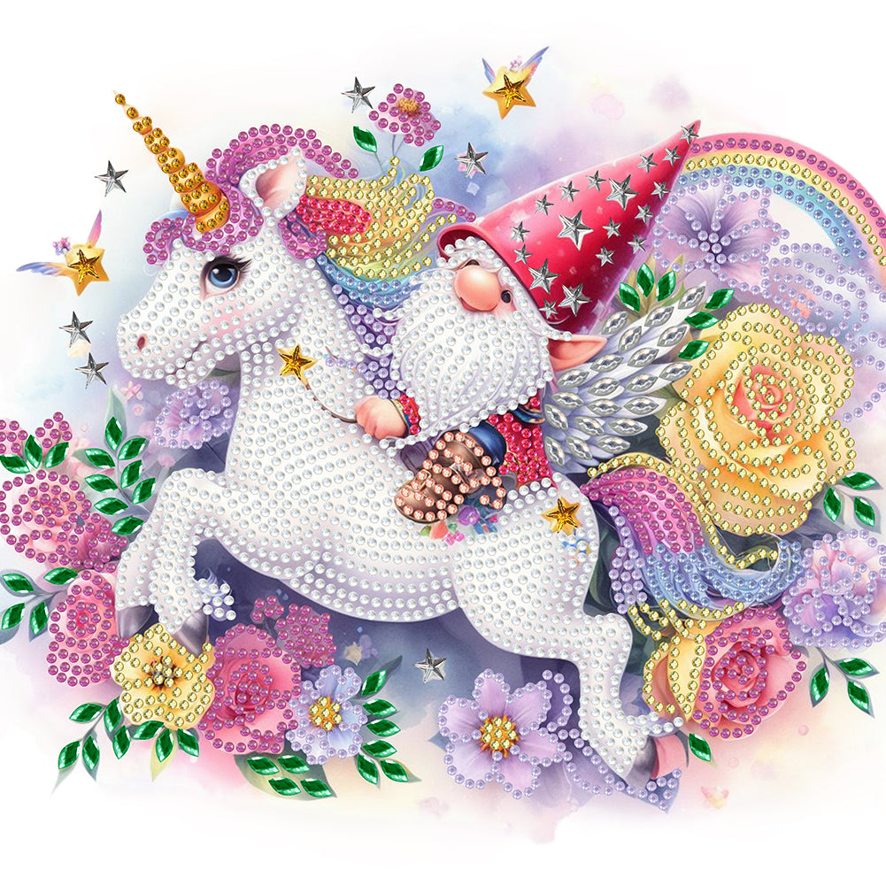 Diamond Painting - Partial Special Shaped - Unicorn Knight Goblin (30*30CM)