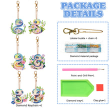 Load image into Gallery viewer, 6 PCS Flower Snake Double Sided Diamond Painting Keychain for Beginners Adults
