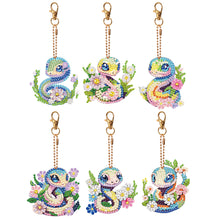 Load image into Gallery viewer, 6 PCS Flower Snake Double Sided Diamond Painting Keychain for Beginners Adults
