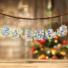 Load image into Gallery viewer, 6 PCS Flower Snake Double Sided Diamond Painting Keychain for Beginners Adults

