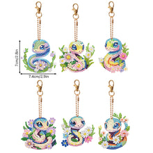 Load image into Gallery viewer, 6 PCS Flower Snake Double Sided Diamond Painting Keychain for Beginners Adults

