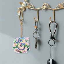 Load image into Gallery viewer, 6 PCS Flower Snake Double Sided Diamond Painting Keychain for Beginners Adults
