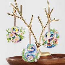 Load image into Gallery viewer, 6 PCS Flower Snake Double Sided Diamond Painting Keychain for Beginners Adults
