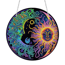 Load image into Gallery viewer, Sun Moon Single-Sided Diamond Painting Hanging Pendant for Window Decor 20x20cm
