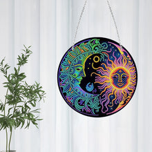 Load image into Gallery viewer, Sun Moon Single-Sided Diamond Painting Hanging Pendant for Window Decor 20x20cm
